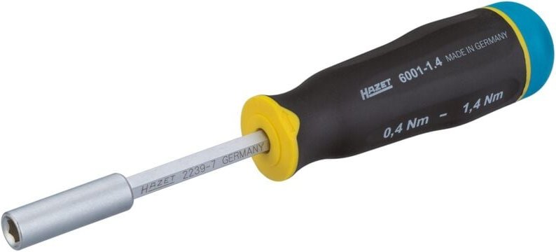 Drehmoment-Schraubendreher, Nm min-max: 0.4 - 1.4 Nm, Toleranz: 15%, Sechskant hohl 6,3 (1/4), Anzahl Werkzeuge: 3 - Haz...