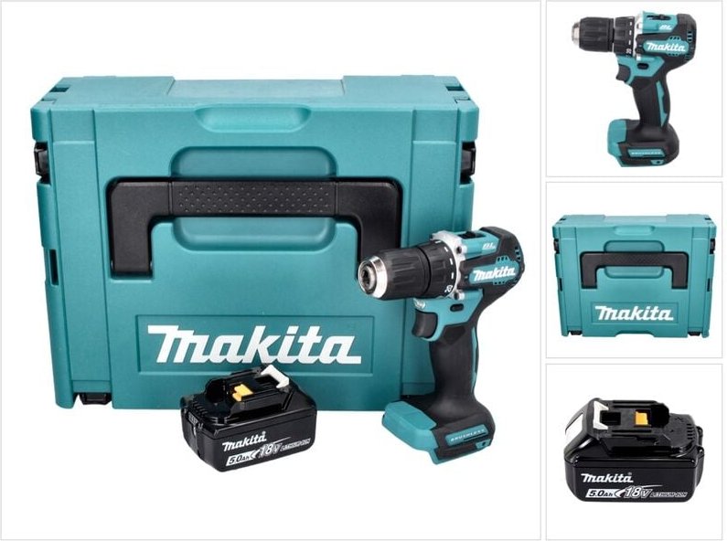 Makita DDF 487 T1J Akku Bohrschrauber 18 V 40 Nm Brushless + 1x Akku 5,0 Ah + Makpac - ohne Ladegerät