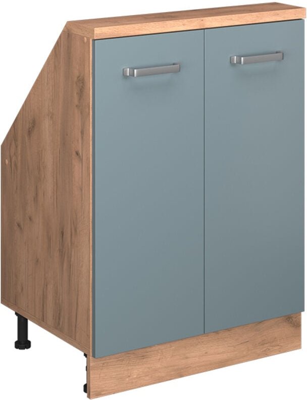 Dachschrägenschrank Rion, Blau-Grau/Goldkraft Eiche, mit 2 Türen, Vicco