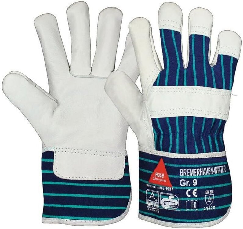 Hase Safety Gloves - hase 292100-10 Handschuhe Bremerhaven Winter Größe 10 natur/blau en 388 en 511 p