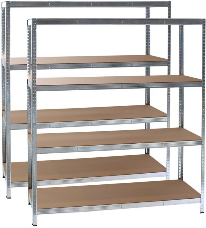 Set 2x Schwerlastregal 160x60x180cm, 175kg/Ablage, Steckregal verzinkt aus Stahl, Lastenregal mit 4 Ablagen, Werkstattre...