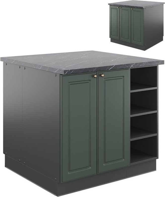 Thumbnail - Vicco - Kücheninsel Fame-Line, Grün-Gold Landhaus/Anthrazit, 90 cm ohne Arbeitsplatte