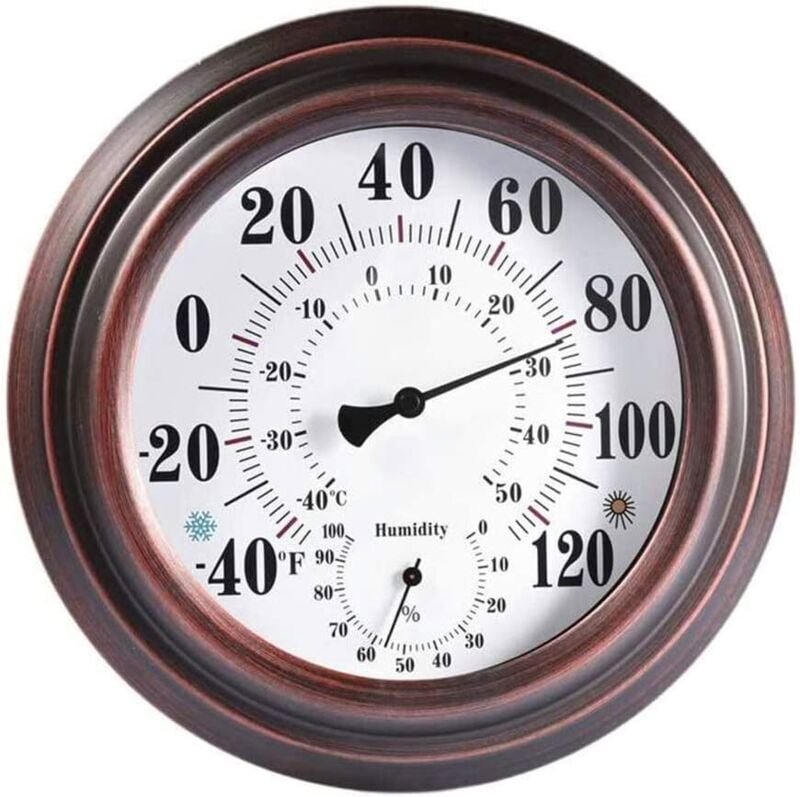 20 cm Retro-Thermometer-Hygrometer, antikes Eisen-Temperatur- und Feuchtigkeitsschalen-Messgerät für den Innen- und Auße...