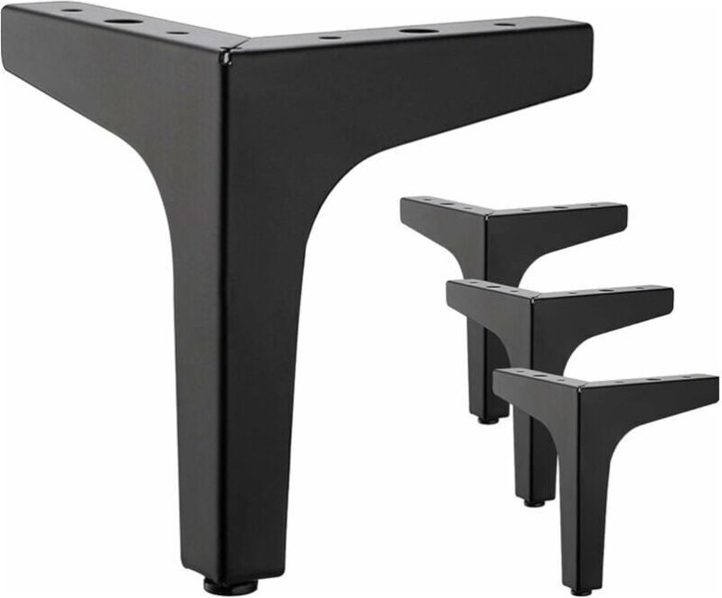 Thumbnail - Set mit 4 schwarzen Möbelbeinen aus Metall, 10 cm, für Schränke, Sofas, Couchtische, TV-Ständer und andere Möbelbeine mu...