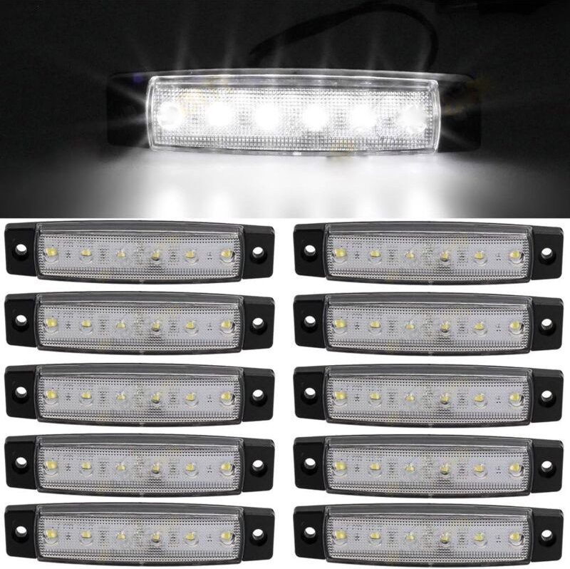 10 Stück 3,8' 6 LED-Seiten-12-V-LED-Markierungs-Anhänger-Umrissleuchten für lkw, Markierungsleuchte bernsteinfarben, hin...