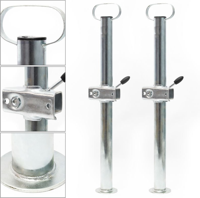 Wiltec Stützen für Anhänger 700 mm x ø 49 mm 2 Stück Anhängerstützen mit Klemmschellen Abstellstützen