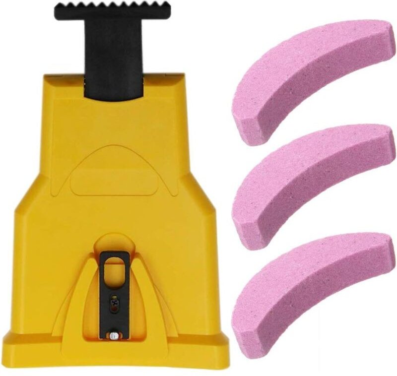 Kettensägen-Zahnschärfer, automatischer Schärfer (1 Stück), austauschbarer Schleifstein (3 Stück), Führungsschienenpassu...