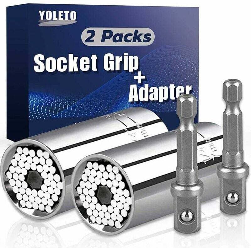 YOLETO Universal-Steckschlüssel – 2-teiliges Geschenk für Väter/Männer, 7–19 mm Multifunktions-Reparatur-Ratschenschlüss...