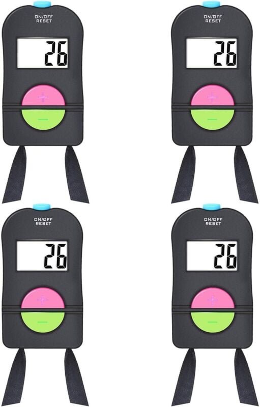 4 Stück Digitaler Handzähler, Elektronischer Sportzähler für Golf, Manueller Clicker mit Gurt