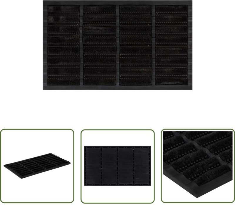 The Living Store - Fußmatte Rechteckig 45x75 cm Gummi und Kokosfaser - Eingangsmatte - Fussmatte - Gummiteppich - Kokosf...