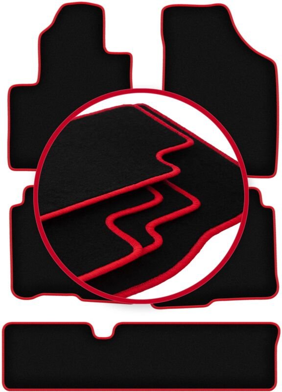 CARLUX-RED Auto-Fußmatten für: Hyundai SantaFe II 7-Sitzer (2006-2012)