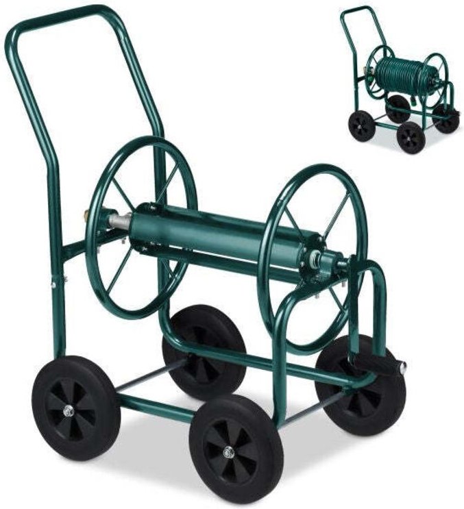Green steel hose trolley