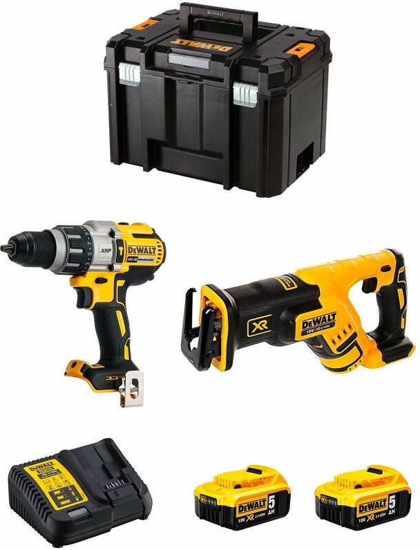 Dewalt - Kit DWK218 (DCD996 + DCS367 + 2 x 5,0 Ah + DCB115 + tstak vi)