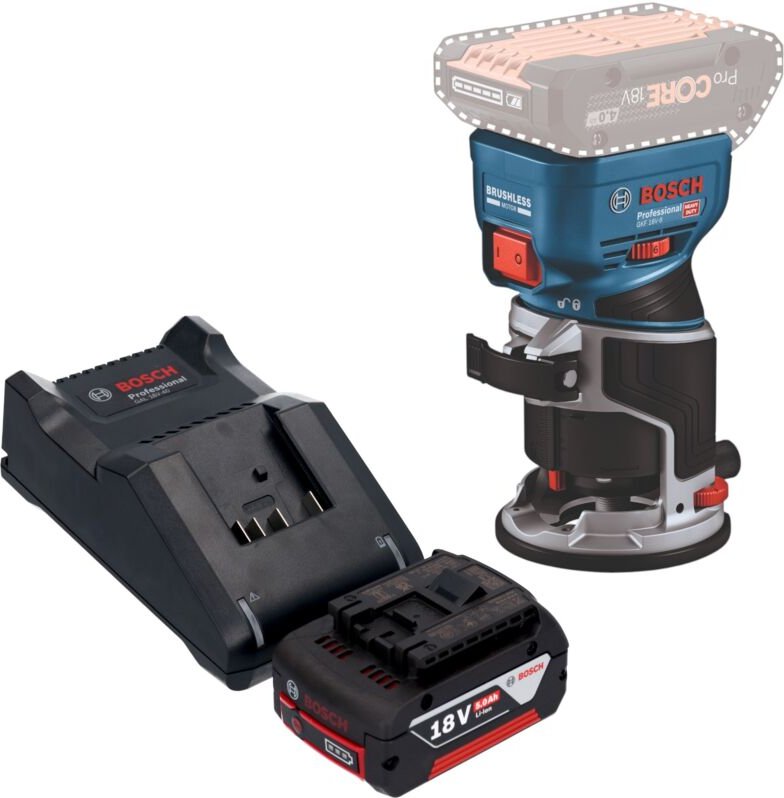 Bosch Professional - Bosch gkf 18V-8 Professional Akku Kantenfräse 18 v 8,0 mm Brushless + 1x Akku 5,0 Ah + Ladegerät