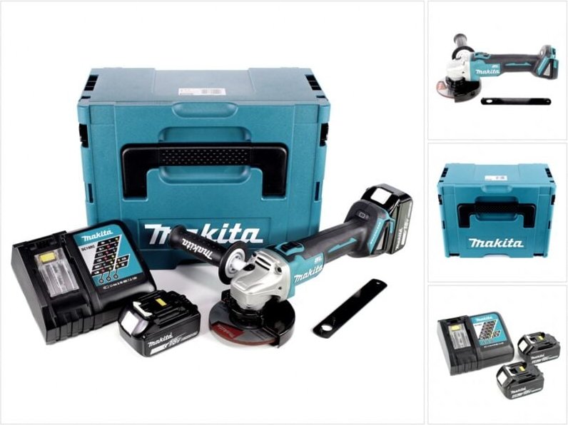 Dga 506 rmj Akku Winkelschleifer 18 v 125 mm Brushless + 2x Akku 4,0 Ah + Ladegerät + Makpac - Makita