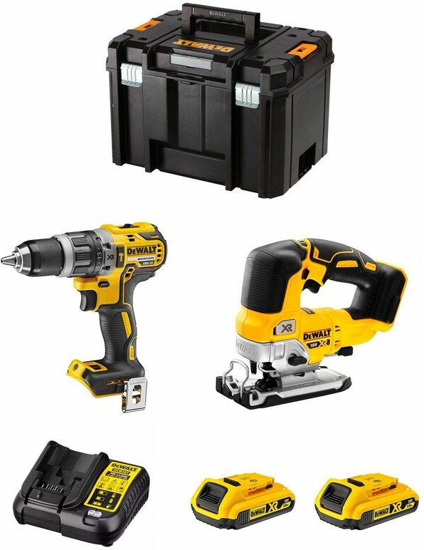 Dewalt - Kit DWK202 (DCD796 + DCS334 + 2 x 2,0 Ah + DCB107 + tstak vi)