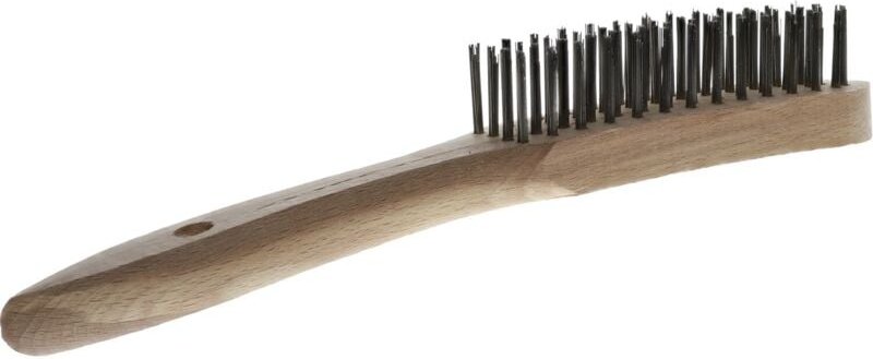 Drahtbürste 4-reihig - Handdrahtbürste mit Stiel aus Holz - Stahlbürste, Stahldraht gerade - Osborn