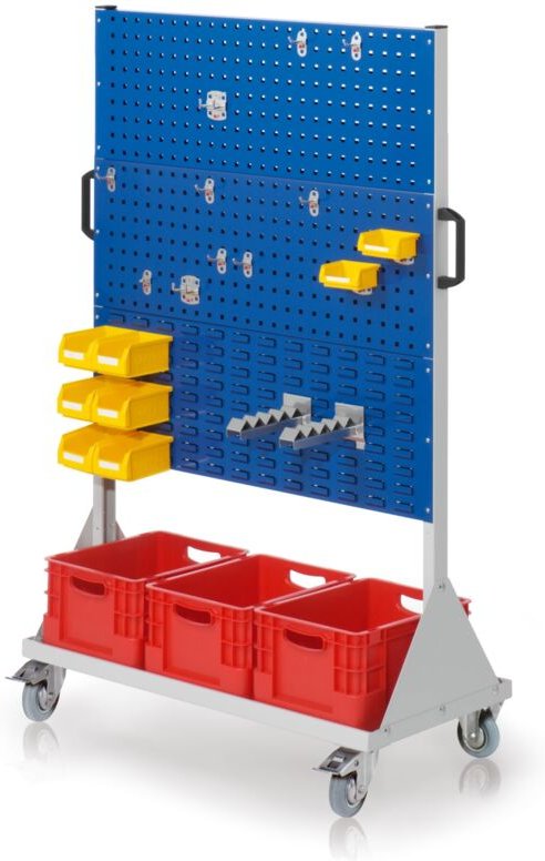 Kappes RasterMobil® mobiler Arbeitsplatzschrank Größe 4 1580x1000x500mm 4 Lochplatten 2 Schlitzplatten 31-teilig enzianb...