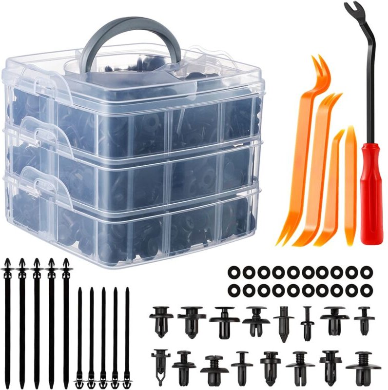 Npterbl Auto-Clips, 665 Stück, Kunststoff-Niet-Clips, Befestigungselement, schwarz, universell für Auto-Autopaneele, Tür...