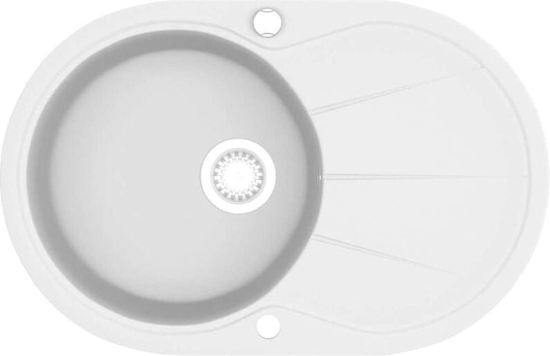 Granitspüle Einzelbecken Oval Weiß Vidaxl