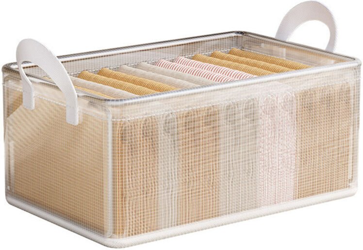 Kleideraufbewahrungsbox, mehrschichtige Garderoben-Organizer-Box, transparenter faltbarer Aufbewahrungskorb
