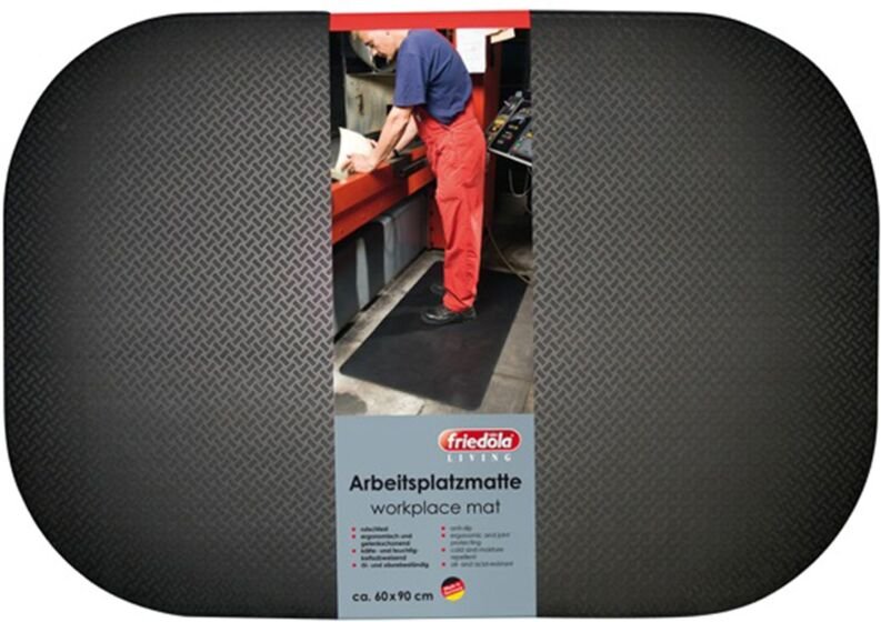 Arbeitsplatzmatte schwarz 10mm Bodenmatte 60x90cm Werkbank Gummimatte - Friedola