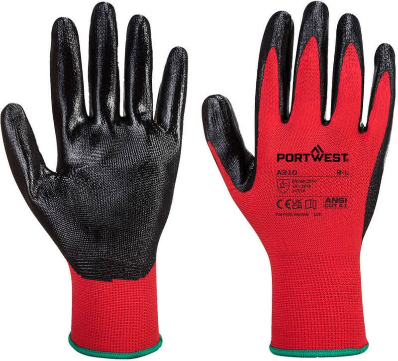 Thumbnail - Flexo Grip Nitril beschichtete Handschuhe Rot/Schwarz 2XL - Größe 11