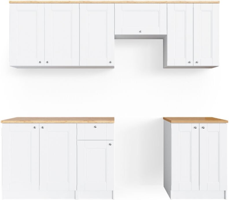 Küchenzeile Bergamo, Weiß, 240 cm , AP Goldkraft, Vicco