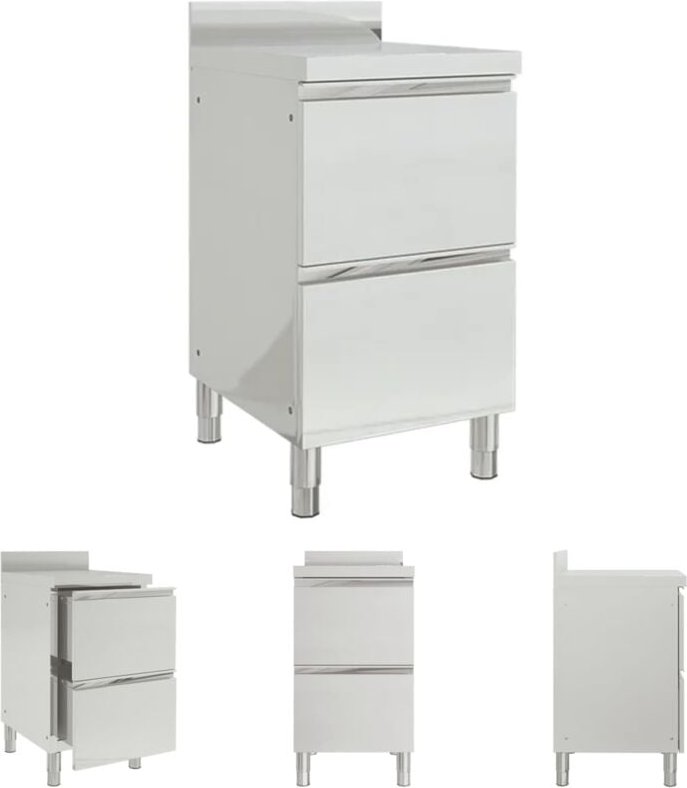 The Living Store - Gastro-Küchenschrank mit 2 Schubladen Edelstahl - Gastronomie