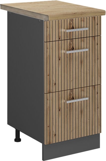 Vicco - Küchenunterschrank R-Line, Artisan-Eiche, 40 cm mit Schubladen, ap Eiche