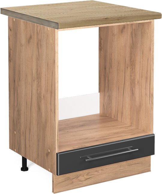 Vicco - Herdumbauschrank Fame-Line, Anthrazit Hochglanz, 60 cm , ap Eiche