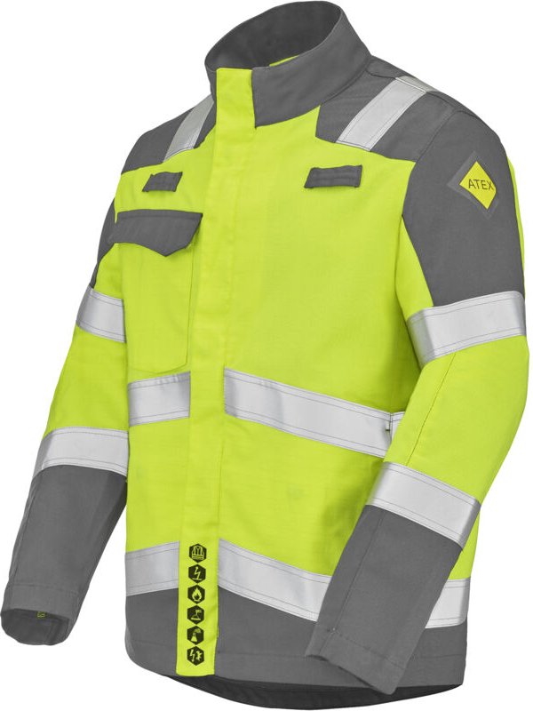 Thumbnail - Lichtschutzjacke in Neon-Gelb/Stahlgrau M