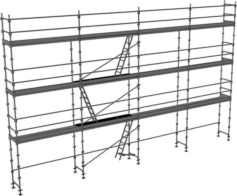 Fassadengerüst alu 100m² - Mit oberem und unterem Geländerteil und Diagonalen - ECHAF-ALU/100