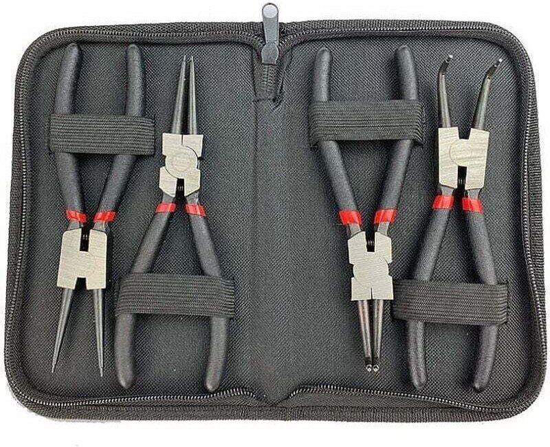 4-teiliger Sicherungsringzangensatz, 150 mm (6 Zoll) Innen- und Außenzange mit Etui und rutschfestem Griff – RWPirclip-Z...