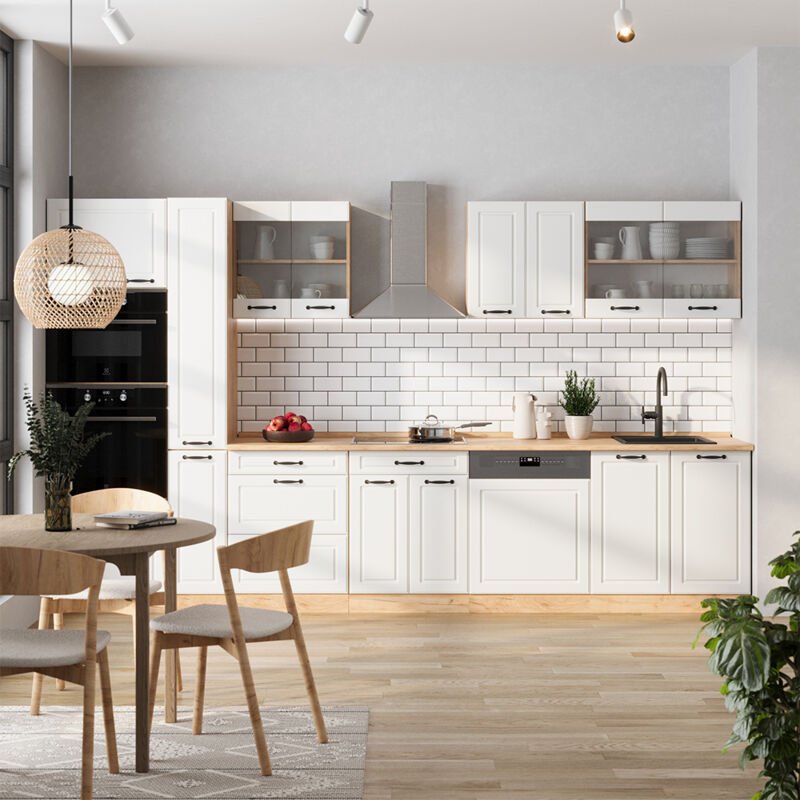 Thumbnail - Vicco - Küchenzeile R-Line, Weiß Landhaus/Goldkraft Eiche, 350 cm ohne Arbeitsplatte