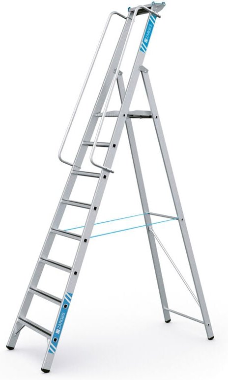 Zarges - Meistertritt s - Gebördelte Stufen-Stehleiter m. Plattform und Ablage 8 Stufen
