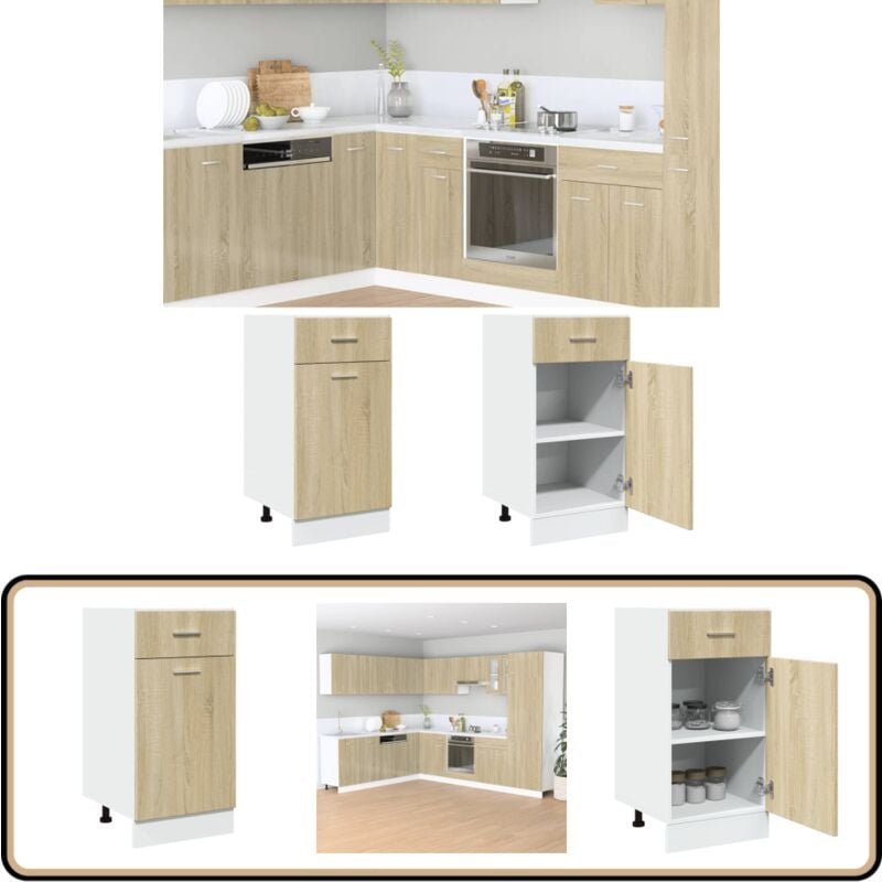 Schubunterschrank Sonoma-Eiche 40x46x81,5 cm Holzwerkstoff - Küchenunterschrank - Schubladen - Untertischschrank - Esszi...