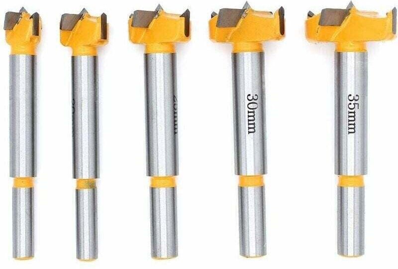 Spitzbohrer für Holz in den Größen 15 mm, 20 mm, 25 mm, 30 mm und 35 mm zum Einbau von runden Holztüren und -schubladen....