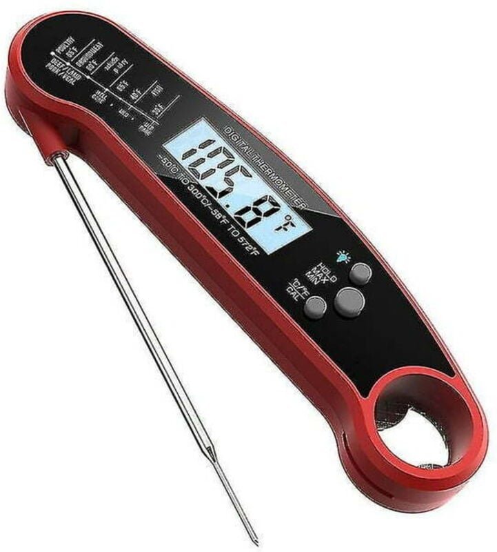 Küchenthermometer mit faltbarer Sonde, 3-s-Sofortanzeige-Digitalthermometer, LCD-Hintergrundbeleuchtung und Kalibrierung...