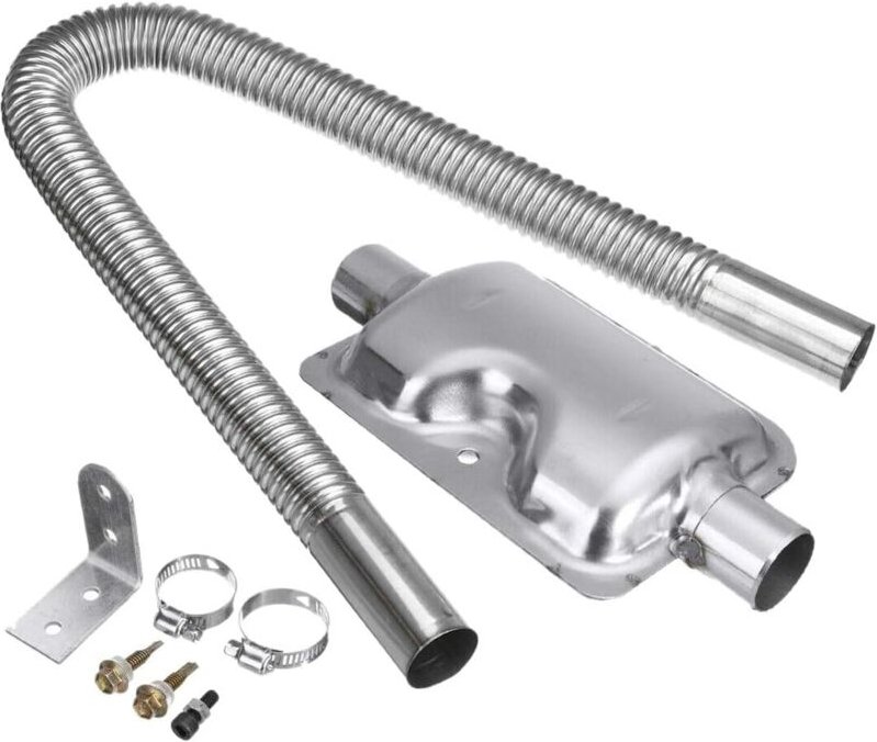 Aougo - Rohölmotor-Lufterhitzer, 60 cm Edelstahl-Auspuffrohr und 24 mm Schalldämpfer-Set für Autoheizungszubehör