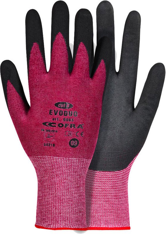 Evoduo Arbeitshandschuhe - 6 (xs) - Schwarz / Rot - Schwarz / Rot - Cofra