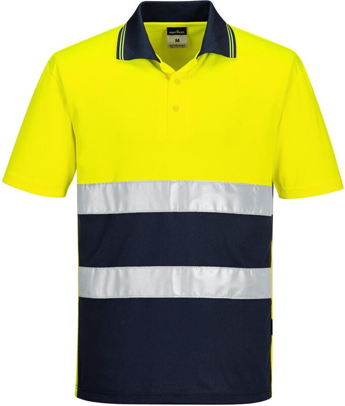 Leichtes kontrastiertes Hochsichtbarkeits-Polo M/C Gelb/Navy 4XL