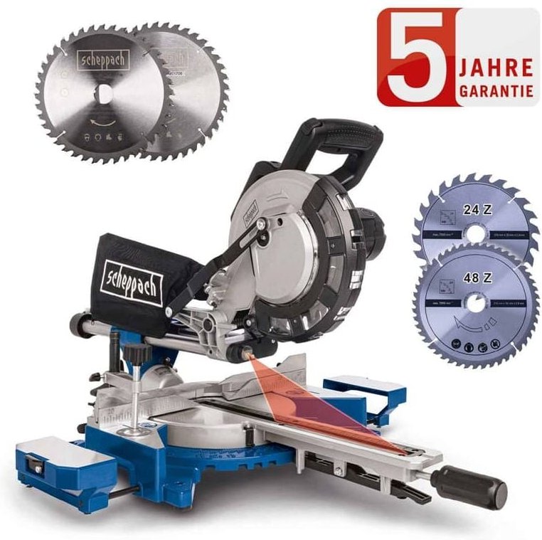 Scheppach - Kapp-Zugsäge Gehrungssäge HM216 2000W 75mm zusätzliche 4 Sägeblätter