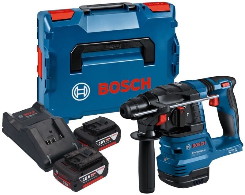 Bosch GBH 18V-22 Professional Akku Bohrhammer 18 V 1,9 J SDS Plus Brushless + 2x Akku 5,0 Ah + Ladegerät + L-Boxx