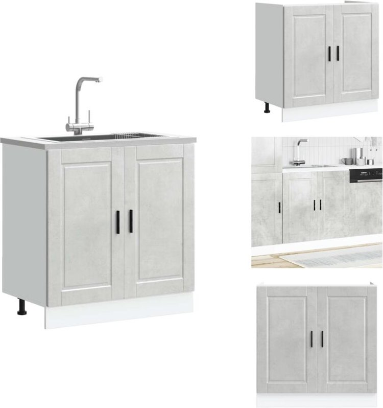 Spülenunterschrank Porto Betongrau 80x46x81,5 cm Holzwerkstoff - Spülenunterschrank - Spülenunterschränke - Küchenunters...