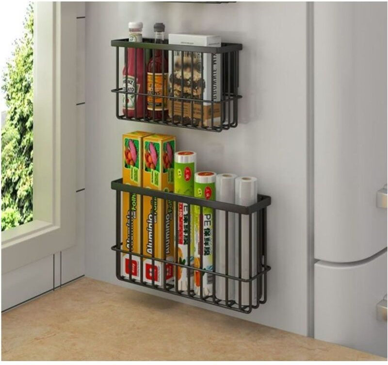 Gabrielle - 2 Stück magnetisches Kühlschrank-Aufbewahrungsregal, multifunktionales magnetisches Frischhaltebeutel-Aufbew...