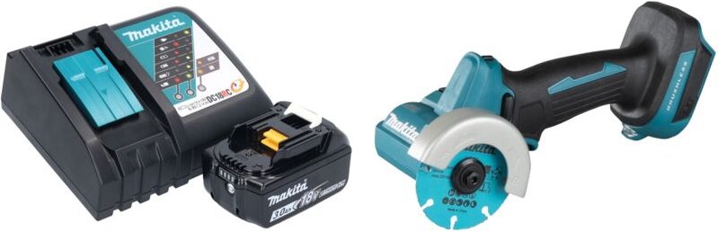 Makita DMC 300 RF1 Akku Winkelschleifer 18 V 76 mm Brushless + 1x Akku 3,0 Ah + Ladegerät