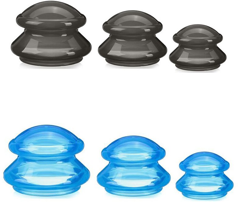 Csparkv - Schröpfbecher aus Silikon, enthält 6 Schröpfgläser (blau + schwarz), geeignet für die meisten Körperteile, kan...