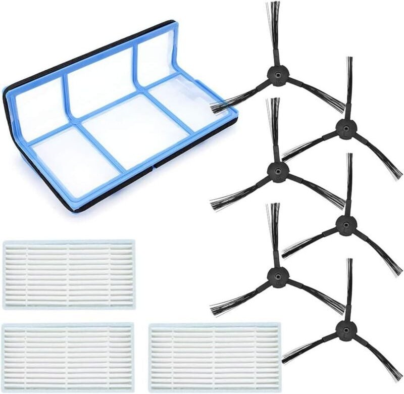 Zubehör-Set für ILIFE V3 V3s V5 V5s V5s pro Staubsauger, Ersatzteile, 6 Seitenbürsten, 3 Hepa-Filter, 1 Primärfilter