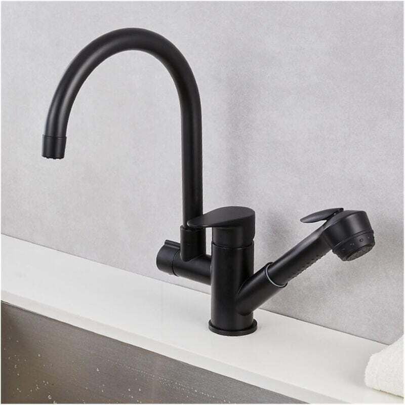 Ulisem Ausziehbarer Küchenhahn, Warm- und Kaltwasser, komplett aus Kupfer, Küchenspüle, multifunktional, einziehbar und ...